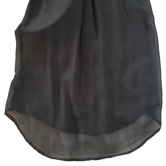 H&M Womens Tunic Blouse Size 6 Black Sheer Chiffon Sleeveless Button Down Top - Picture 9 of 9